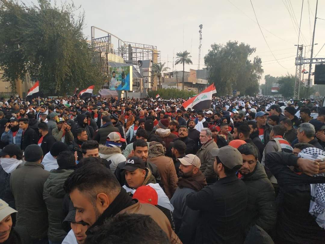متظاهرون في بغداد ضد الوجود العسكري الأميركي في بلادهم