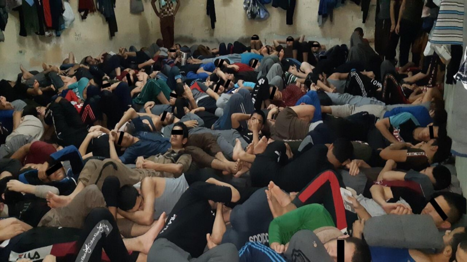 زنزانة لمعتقلين احداث في سجن تل كيف الشمالي في ابريل 2019