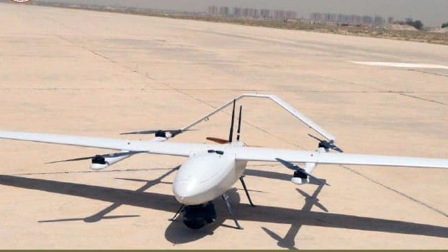 صقر واحد.. أول طائرة مسيرة يصنعها العراق واطلقها الاربعاء الاول من حزيران يونيو 2022 (هيئة التصنيع الحربي)
