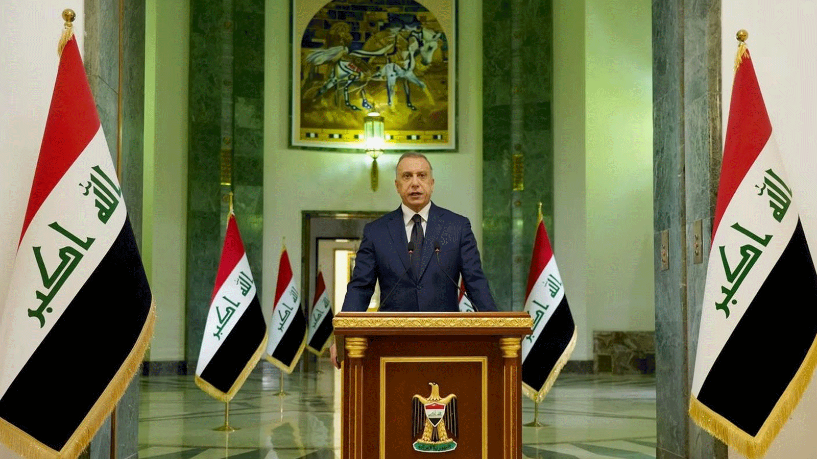 رئيس الوزراء العراقي مصطفى الكاظمي مخاطباً العراقيين مساء الثلاثاء 30 آب\أغسطس 2022 (مكتبه)