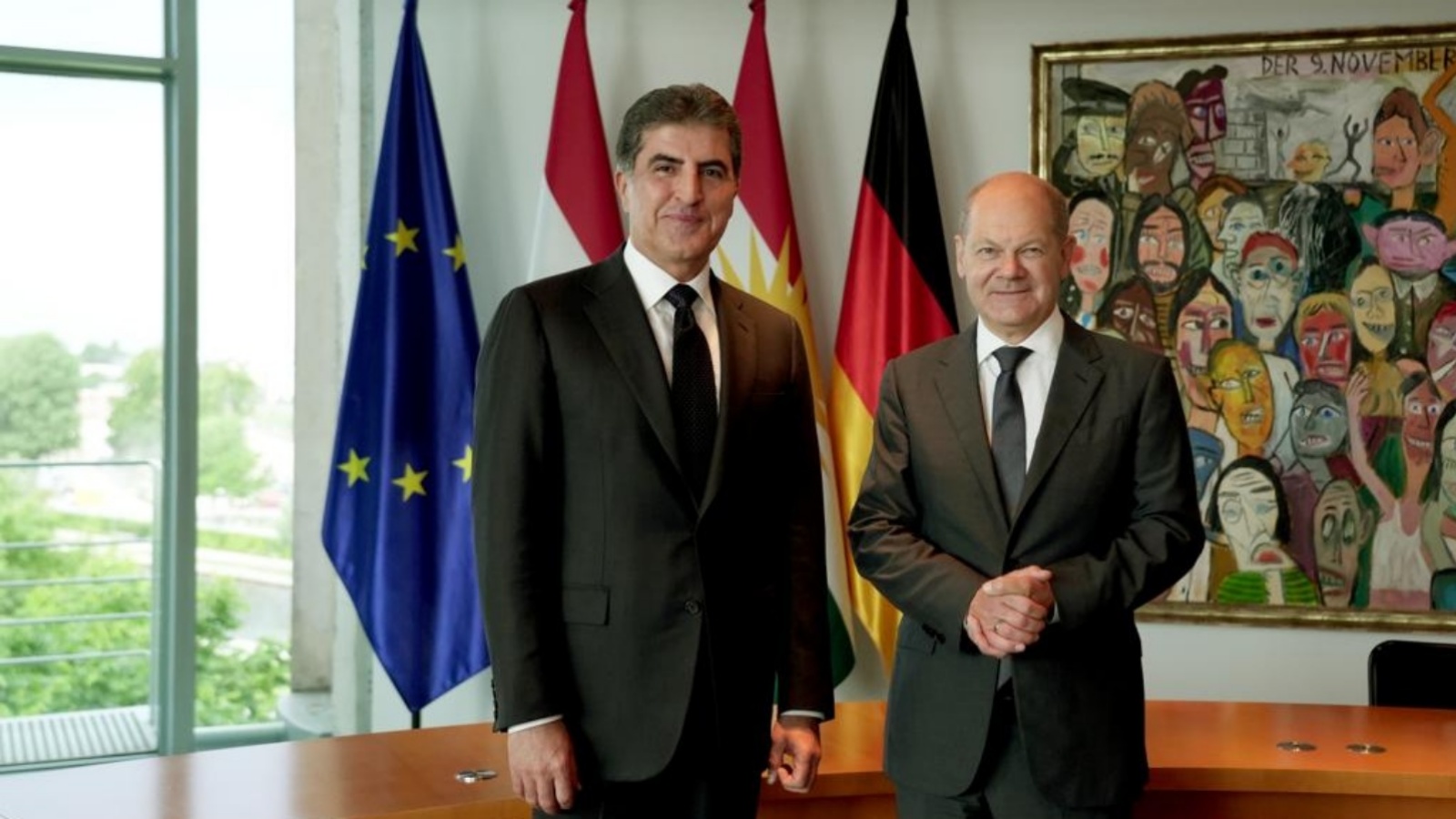 نجيرفان بارزاني ملتقياً في برلين الاثنين 26 يونيو 2023 مع المستشار الالماني شولتز (مكتبه)