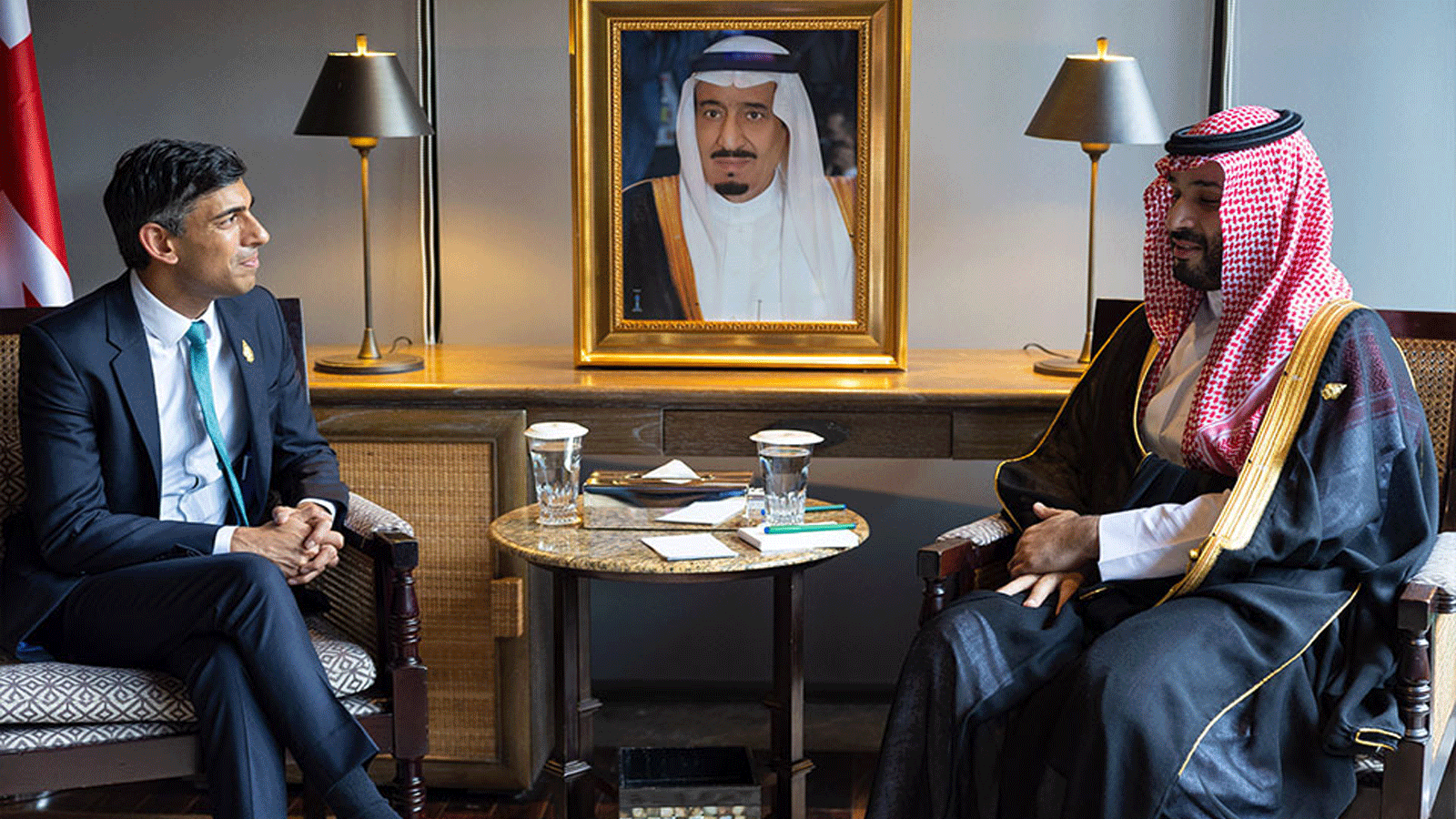 صورة أرشيفية للقاء الأمير محمد بن سلمان وسوناك في قمة مجموعة العشرين