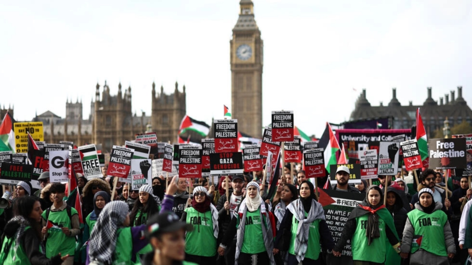 جانب من مسيرات السبت في لندن تأييدا للفلسطينيين 