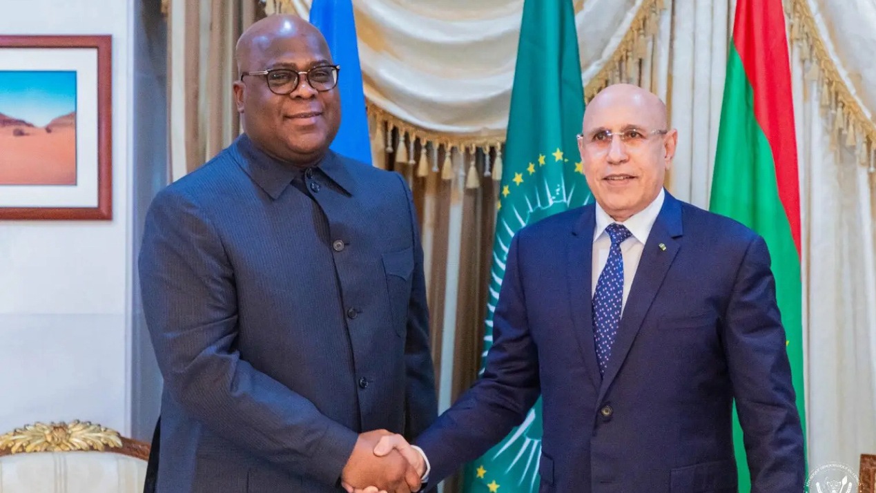 الرئيس الموريتاني رئيس الاتحاد الافريقي لدى استقباله رئيس جمهورية الكونغو الديمقراطية