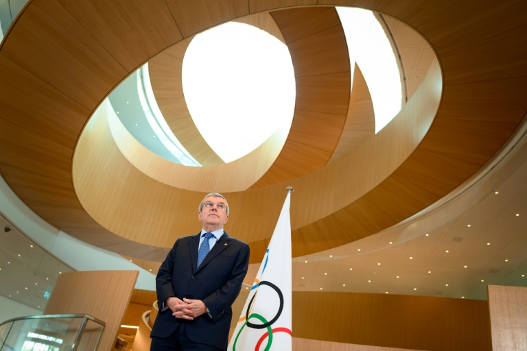 رئيس اللجنة الأولمبية الدولية الألماني توماس باخ في لوزان (سويسرا) في الثالث من آذار/مارس 2020.