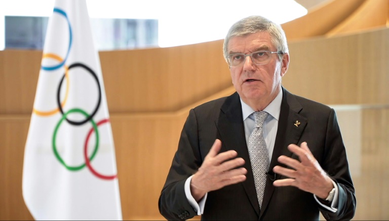 رئيس اللجنة الأولمبية الدولية الألماني توماس باخ في صورة مؤرخة 24 آذار/مارس 2020.