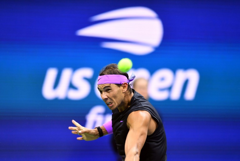 نجم كرةالمضرب الاسباني رافايل نادال في لقطة له خلال بطولة الولايات المتحدة المفتوحة لكرة المضرب. 8 ايلول/سبتمبر 2019