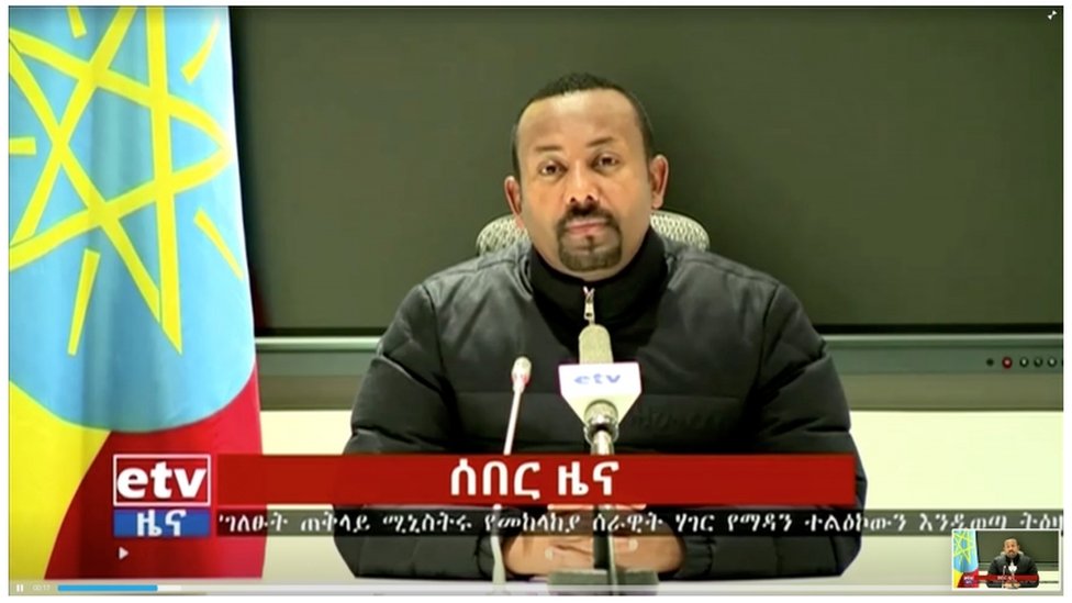 أبي أحمد متحدثا إلى الشعب الإثيوبي Reuters