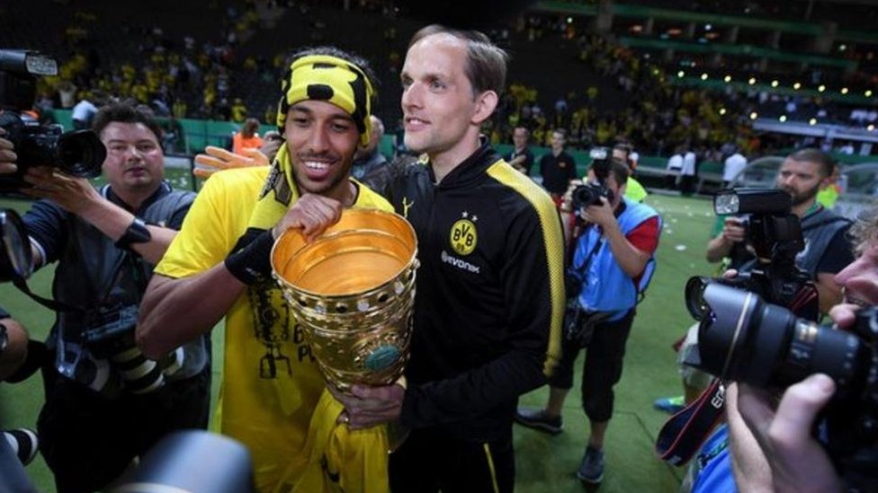 Getty Images لعب أوباميانغ تحت قيادة توخيل في بوروسيا دورتموند بين عامي 2015 و2017، وأحرز 79 هدفا في 95 مباراة.