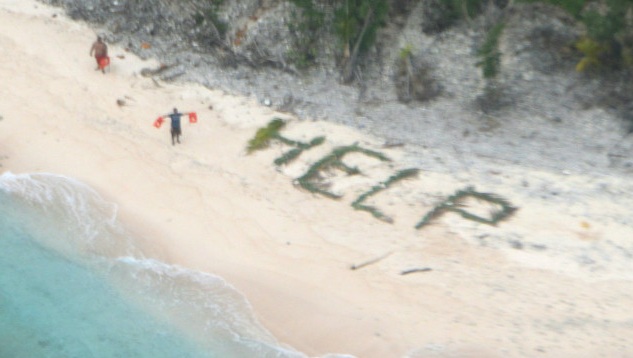 إنقاذ ثلاثة رجال من جزيرة بعد رسم كلمة 