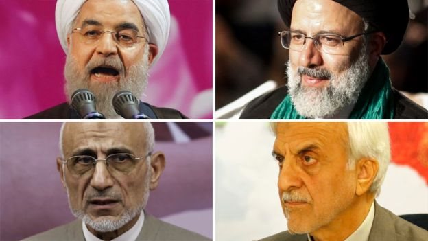 يتنافس على مقعد الرئاسة الإيرانية أربعة مرشحين، أبرزهم الرئيس الحالي حسن روحاني، ورجل الدين المتشدد إبراهيم رئيسي