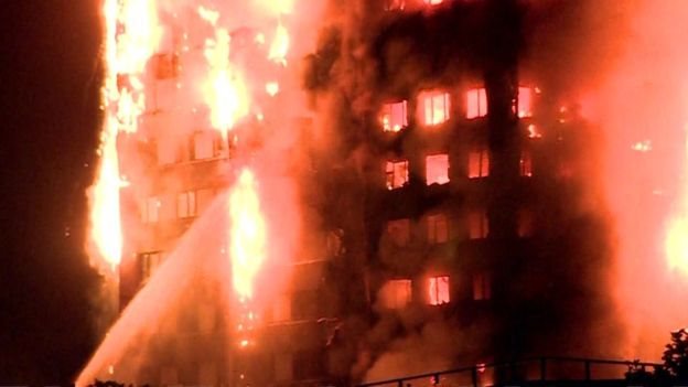 حريق ضخم يلتهم برجا سكنيا من 27 طابقا في غرب لندن