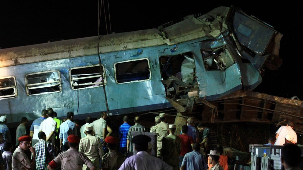 صورة أرشيفية لحادث قطار قرب مدينة الأسكندرية في أغسطس/آب الماضي
