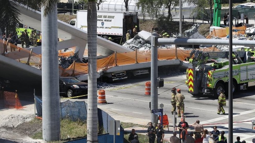 انهيار جسر في جامعة فلوريدا الأمريكية يودي بحياة عدة أشخاص