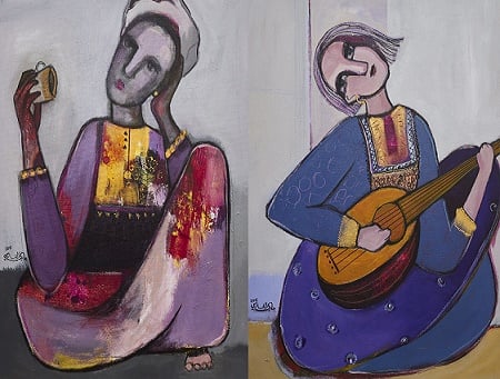 اللوحات التي ضمها المعرض مستوحاة من كتابات الأديبة الجزائرية مستغانمي