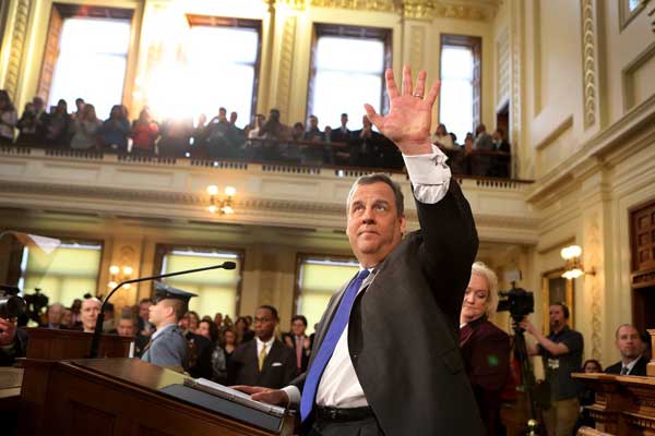 كريس كريستي في يناير 2018، حيث قام بإلقاء الخطاب الأخير عن الأمة كحاكم ولاية نيو جيرسي