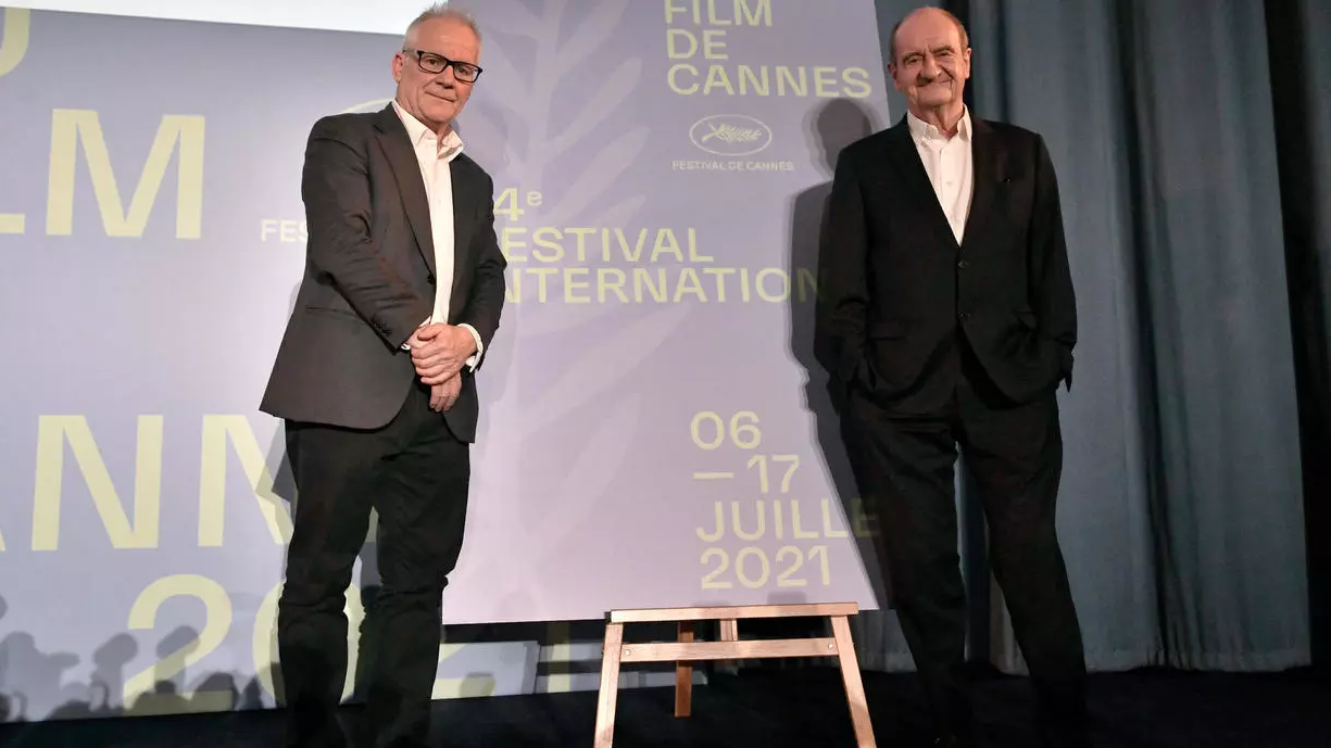 خلال الندوة الصحافية لإدارة مهرجان كان السينمائي للإعلان عن القائمة الرسمية للأفلام المشاركة