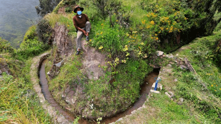 صورة وزعتها منظمة "أكوافودو" لقنوات مياه حجرية قديمة تعود لما قبل الغزو الاسباني في بلدة سان بيدرو دي كاستا في البيرو في 18 نيسان/أبريل 2021 