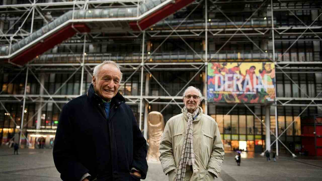 المعماري البريطاني ريتشارد روجرز مع زميله رينزو بيانو 