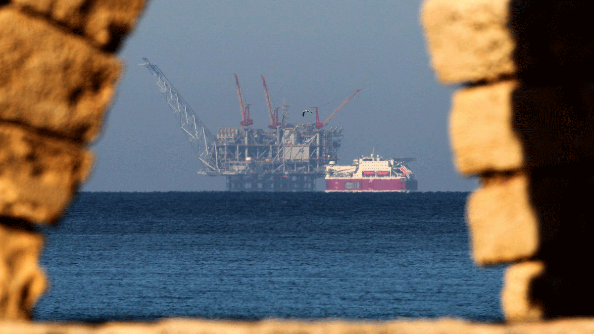 حقل ليڤياثان للغاز في شرق بحر المتوسط كما يبدو في صورة التقطت من شمال إسرائيل في كانون الأول/ديسمبر 2019