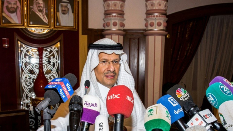 وزير الطاقة السعودي خلال المؤتمر الصحافي في جدة الثلاثاء في 17 سبتمبر 2019