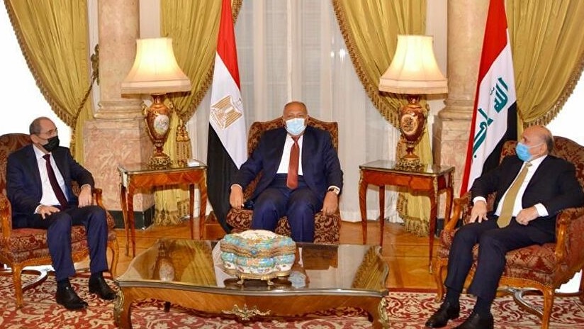 وزراء خارجية العراق ومصر والاردن خلال اجتماع سابق