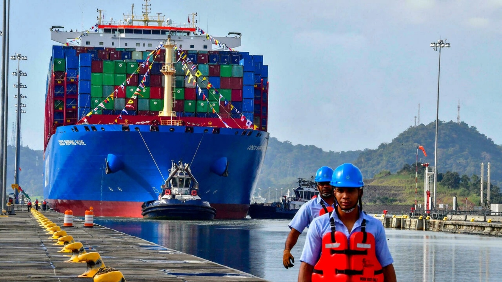 سفينة حاويات صينية شوهدت في قناة بنما في كانون الأول/ديسمبر 2018.