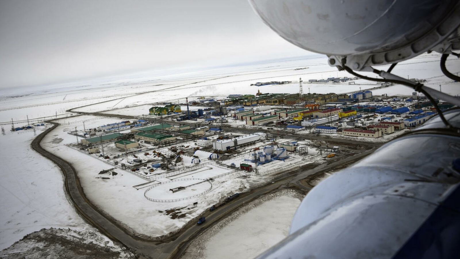 منظر للقاعدة الرئيسية لحقل غاز بوفانينكوفو في شبه جزيرة يامال شمال الدائرة القطبية الشمالية، 21 مايو 2019.