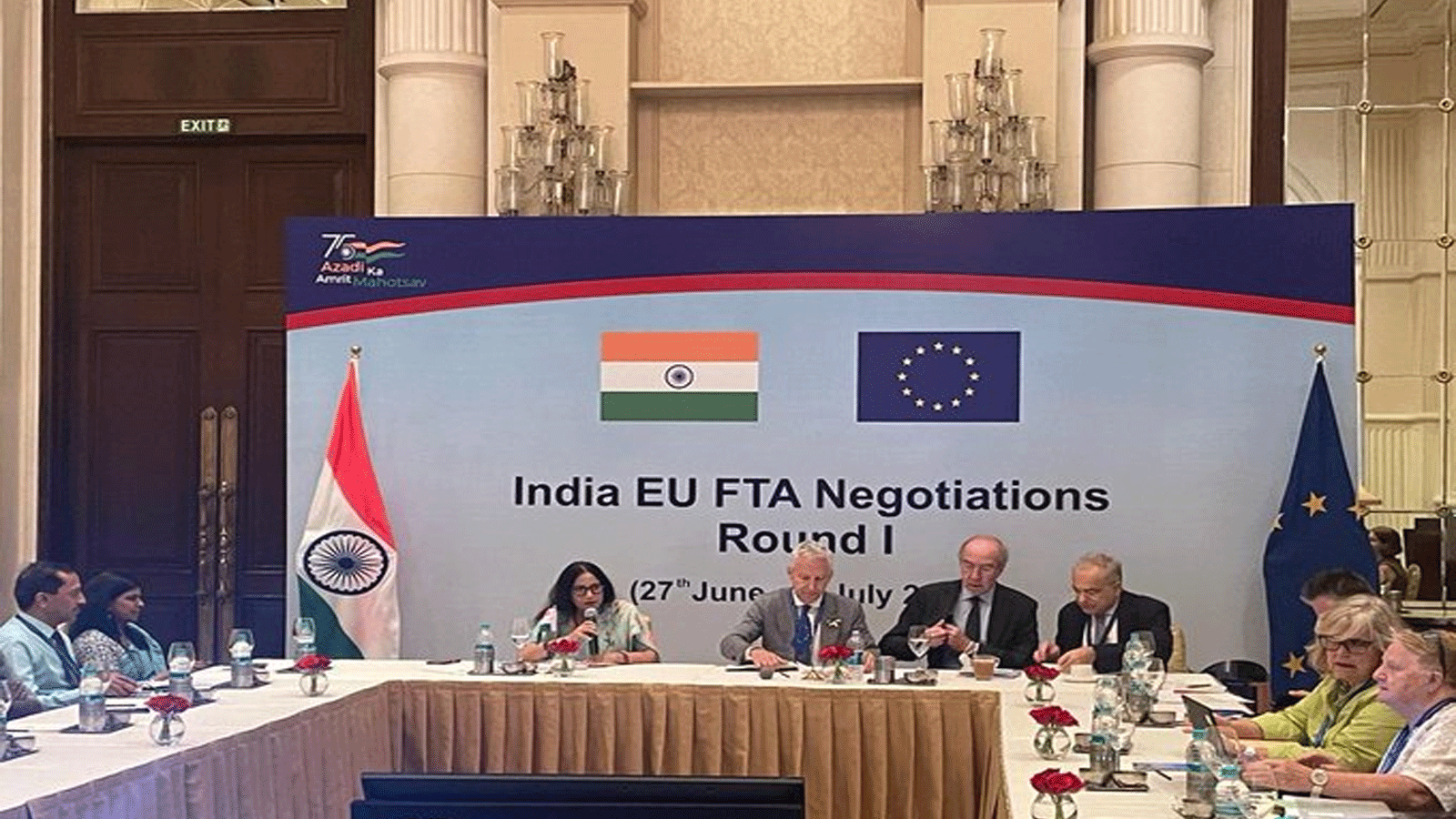 لقطة من الجولة الأولى للمفاوضات التجارية بين الهند والاتحاد الأوروبي في نيودلهي
