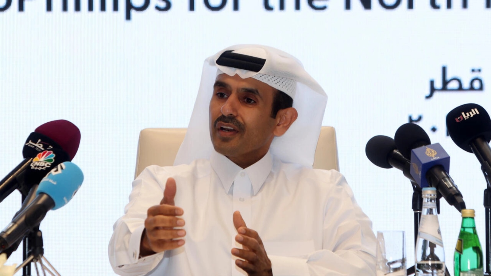 وزير الدولة القطري لشؤون الطاقة سعد بن شريدة الكعبي خلال مؤتمر صحافي في الدوحة بتاريخ 30 أكتوبر 2022 