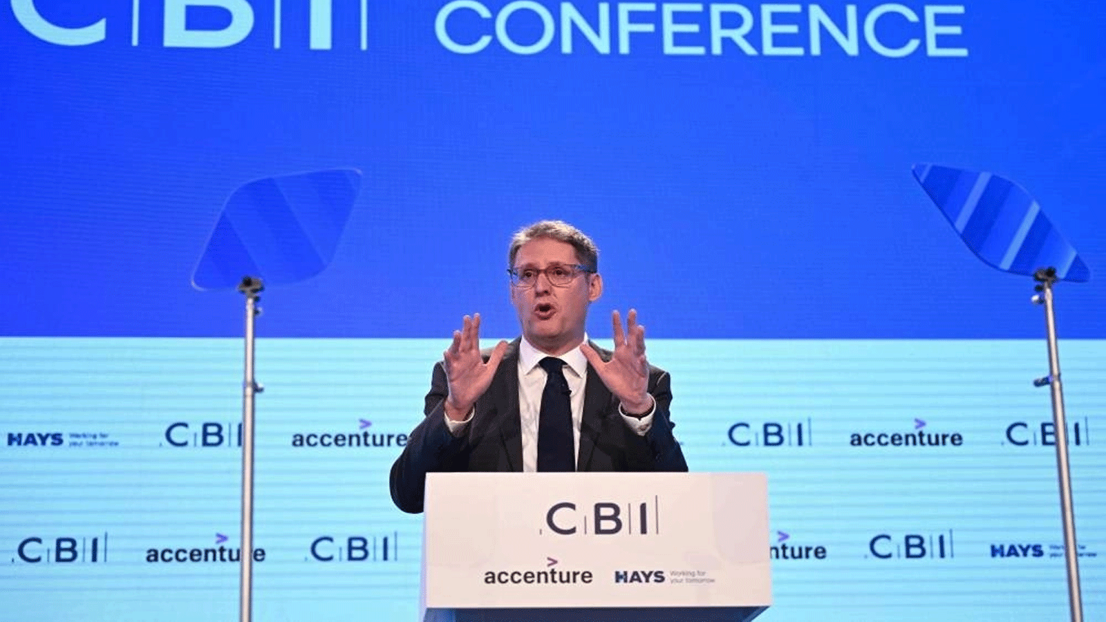  المدير العام لاتحاد صناعة الأعمال (CBI) توني دانكر يخاطب مؤتمر CBI السنوي في مركز مؤتمرات Vox في برمنغهام في 21 تشرين الثاني\نوفمبر 2022