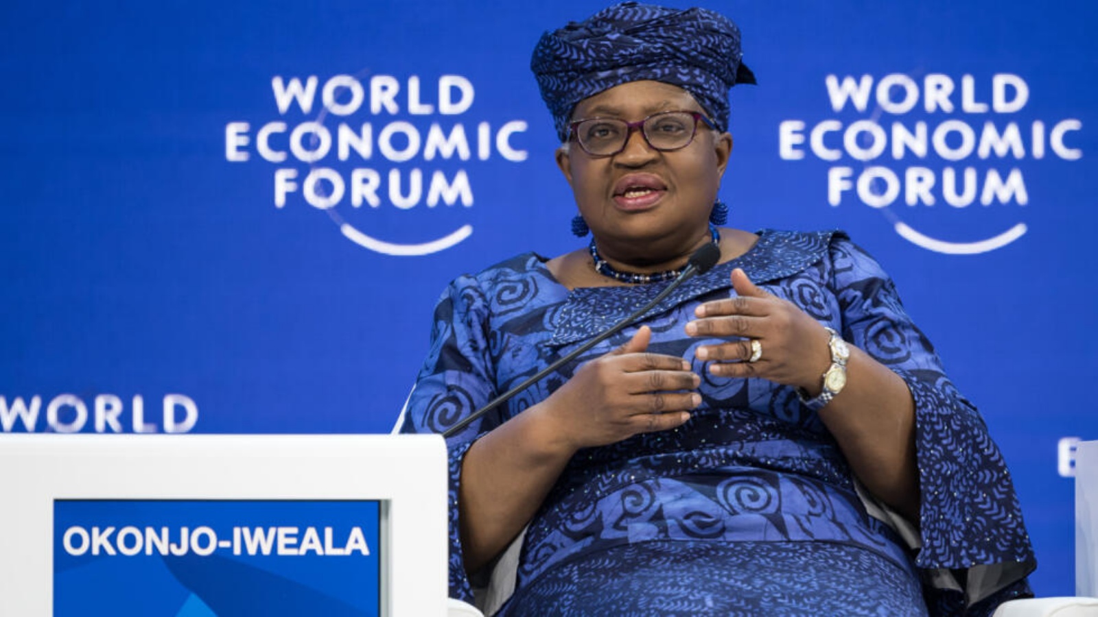 المديرة العامة لمنظمة التجارة العالمية نغوزي أوكونجو-إيويالا في دافوس بتاريخ 17 كانون الثاني (يناير) 2024
