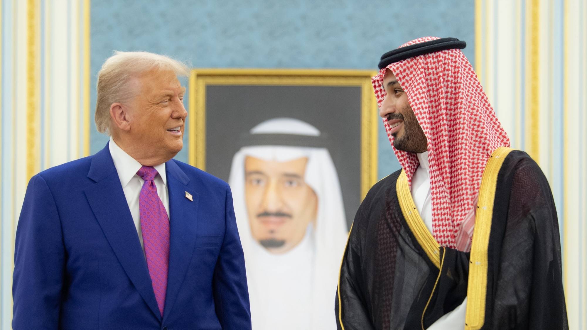 الأمير محمد بن سلمان مستقبلاً في الرياض الرئيس الأميركي دونالد ترامب