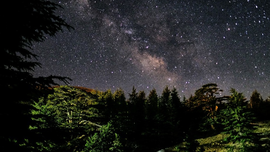 مجرة درب التبانة في صورة التقطت ليلاً في إحدى المحميات الطبيعية في لبنان