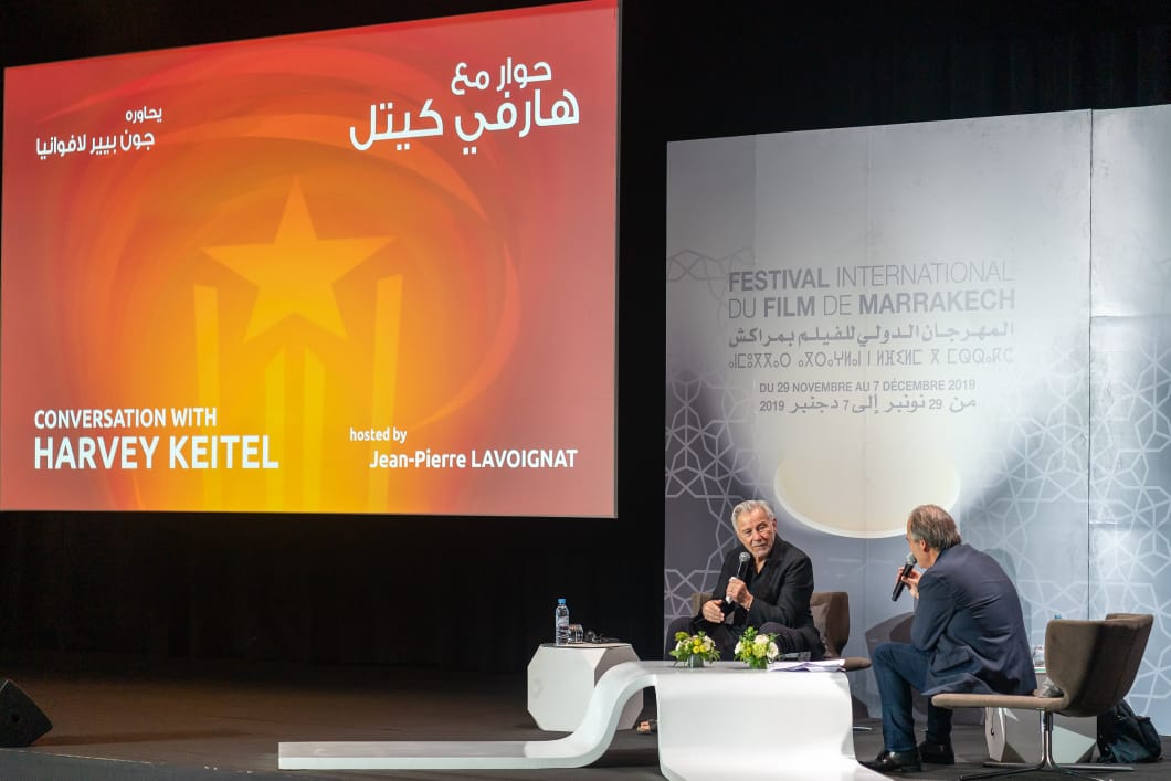 الممثل الأميركي هارفي كيتال متحدثا في مهرجان مراكش