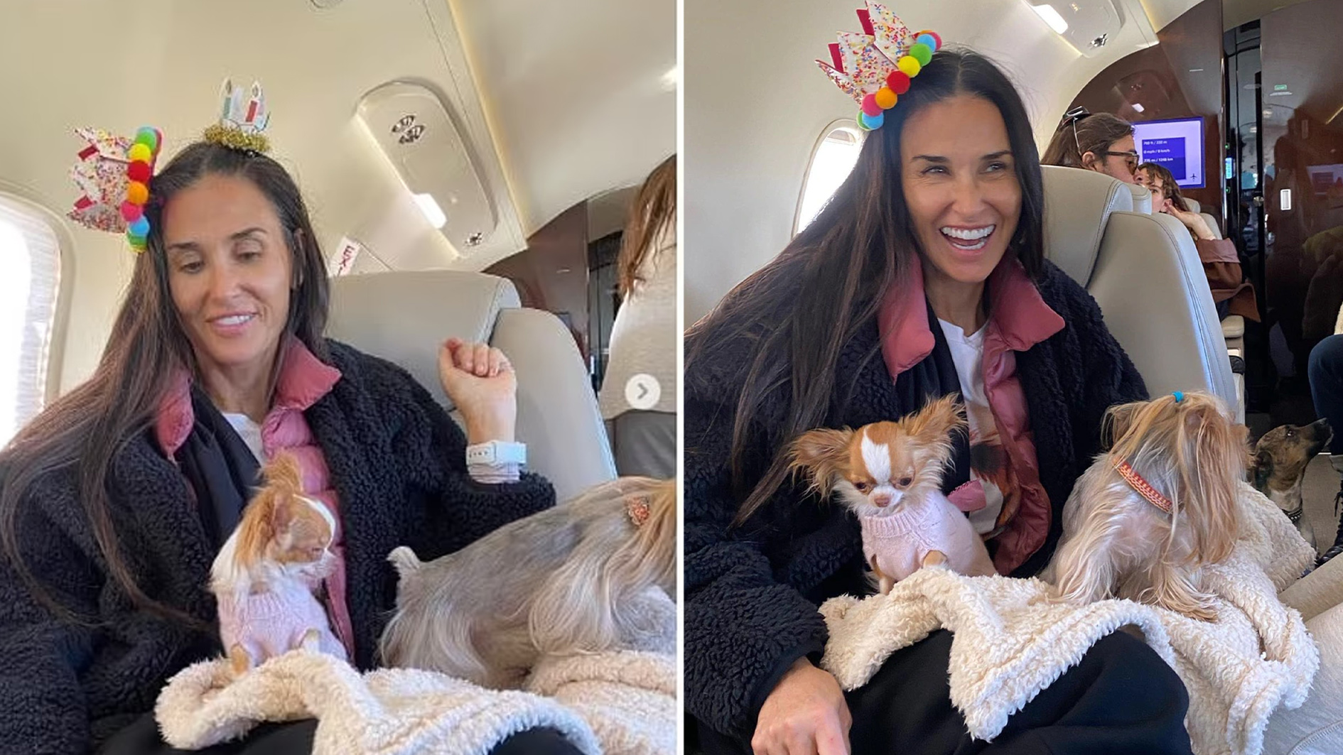ديمي مور تحتفل بعيد ميلادها الستين على طائرة خاصة