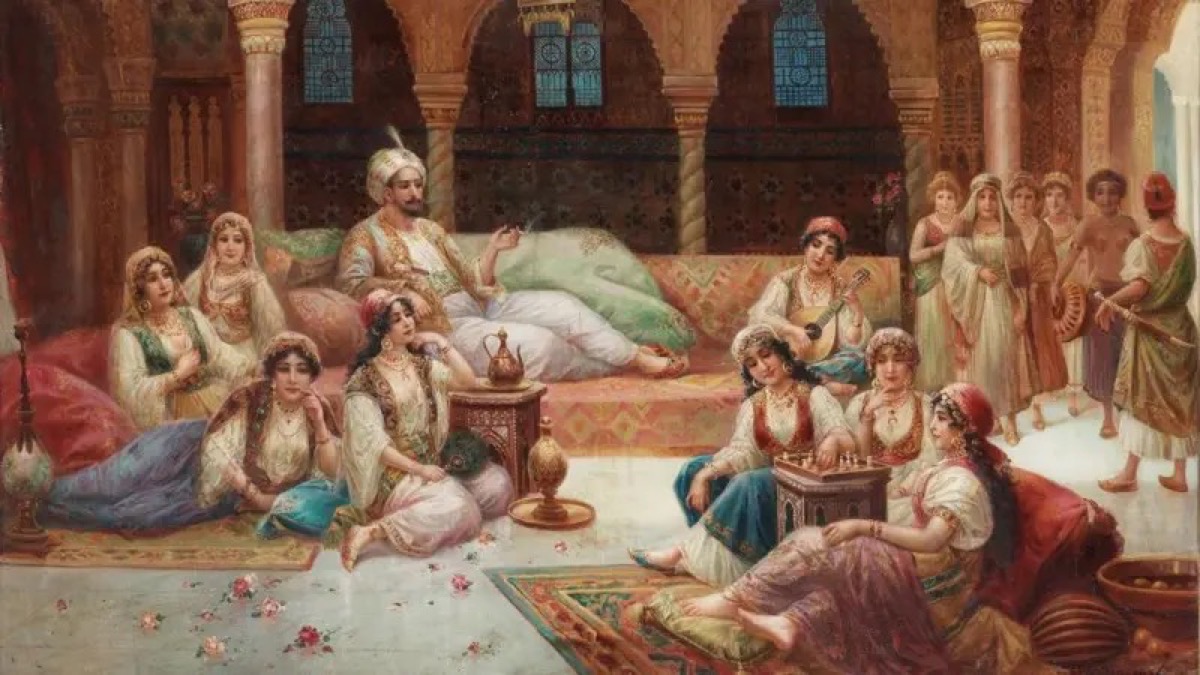 لوحة لمجلس غناء في الحرملك للرسام الفرنسي ديلنكور في القرن الـ 19