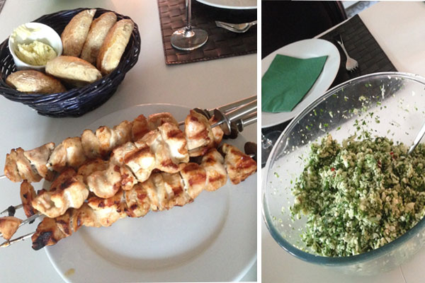 الدجاج المشوي مع تبولة القرنبيط