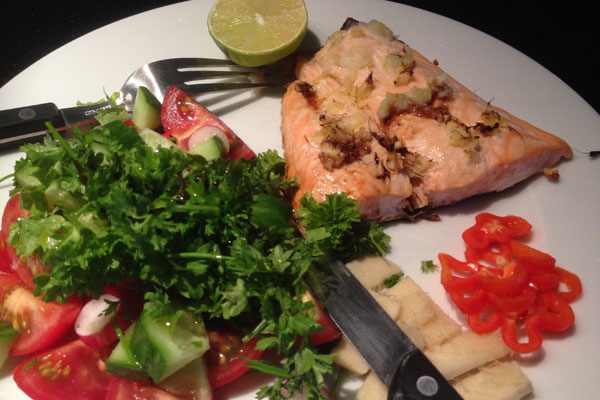 سمك السلمون بالزنجبيل