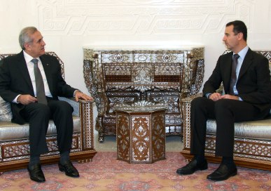 الرئيسان السوري واللبناني في دمشق أمس. دالاتي ونهرا