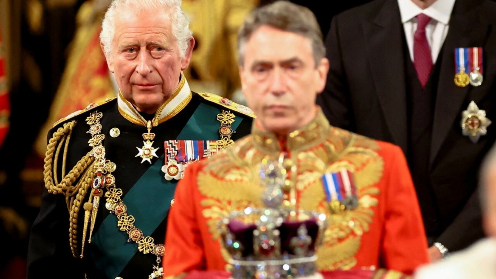 ولي العهد البريطاني الأمير تشارلز - الذي أصبح الملك تشارلز الثالث - في افتتاح دورة البرلمان في لندن في 10 مايو 2022 
