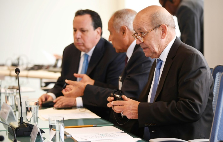 وزير الخارجية الفرنسي جان إيف لودريان يشارك في اجتماع حول ليبيا في نيويورك في 24 أيلول/سبتمبر 2018