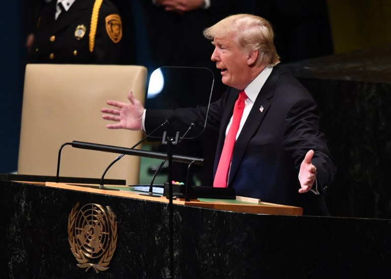 الرئيس الأميركي متحدثا أمام الجمعية العامة للأمم المتحدة