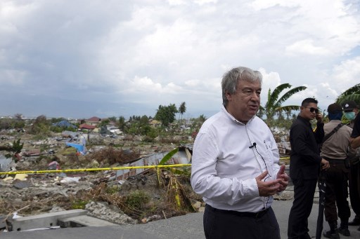 الأمين العام للأمم المتحدة يزور مدينة اندونيسية دمرها الزلزال