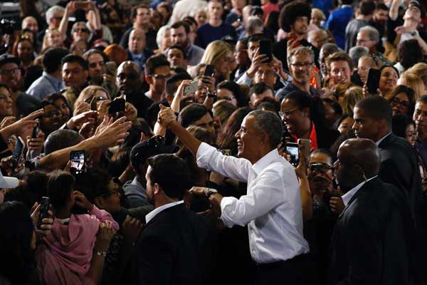 أوباما خلال تجمع انتخابي في لاس فيغاس