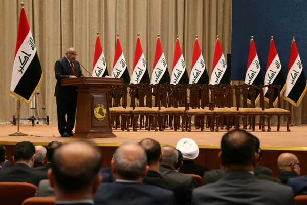  رئيس الحكومة المكلف عادل عبد المهدي يتحدث أمام البرلمان بعد التصويت على الثقة بتاريخ 24 أكتوبر 2018