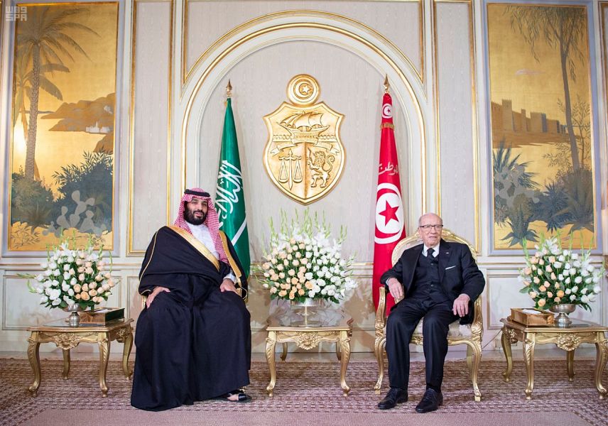 الرئيس التونسي وولي العهد السعودي في قصر قرطاج مساء الثلاثاء - صورة لـ