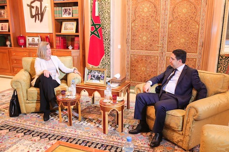 موغريني خلال لقاء مع وزير الخارجية والتعاون الدولي المغربي ناصر بوريطة