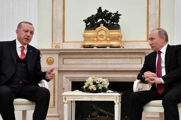 بوتين وأردوغان خلال اللقاء في الكرملين الاربعاء في 23 يناير 2019