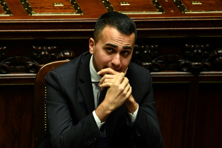 نائب رئيس الوزراء لويجي دي مايو، زعيم حركة الخمس نجوم، في البرلمان الإيطالي في 29 كانون الأول/ديسمبر 2018 
